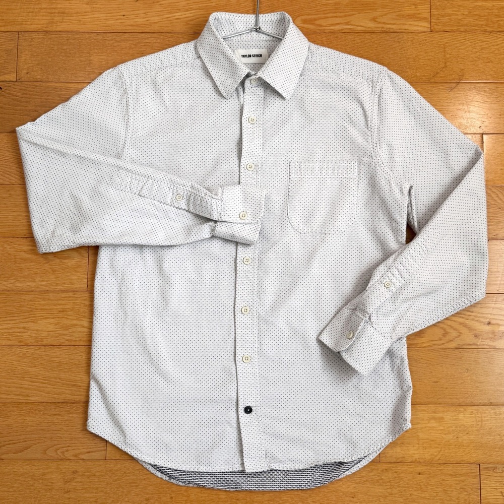TAYLOR STITCH Size 38 Dot Print Long Sleeve Button Up Shirt Organic Cotton - Picture 1 of 7